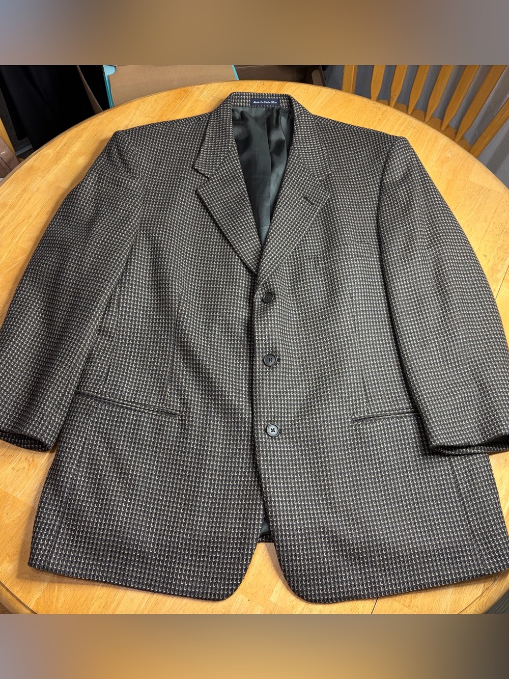 Nino Cerruti Men's Houndstooth Notch Lapel Blazer - Gray/Black *Jacket Only